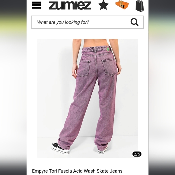 EMPYRE High Rise Baggy Relaxed Wide Leg Acid Wash Purple Skater "Mom" Jeans - Picture 5 of 17